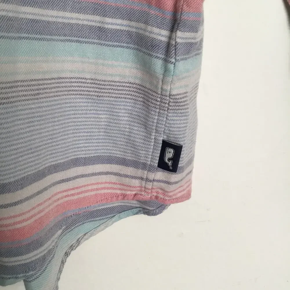 VINEYARD VINES Sunset Lake Stipe Slim Fit Crosby Shirt Cotton Linen blend sz L